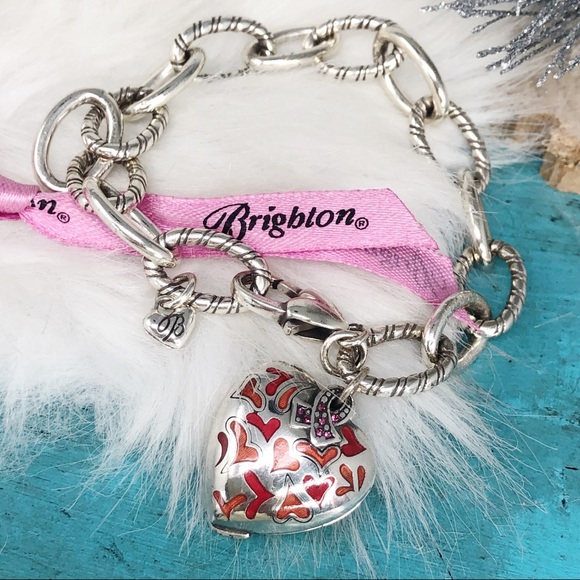 Brighton Jewelry - Brighton Power of Pink Crystal Heart Link Bracelet